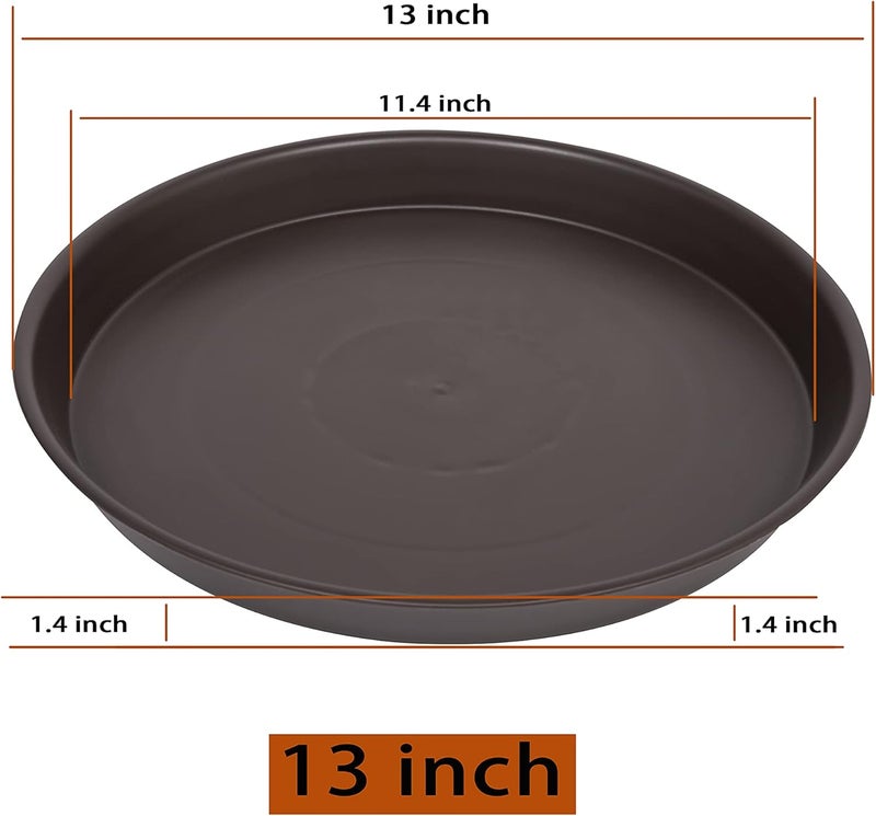 Angde Plant Saucer 13 Inch (11.4 Inch Base), 4 Pack of 12 inch Plant Saucer, Heavy Duty Plastic Plant Saucers for Indoors Round, Plant Tray Saucers for Planter 10-13" (Chocolate Brown) - Image 2